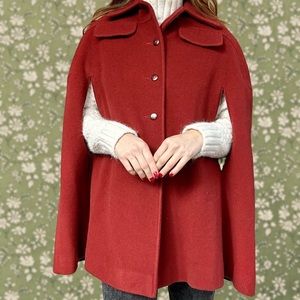 Gorgeous Vintage Rust Orange Wool Cape